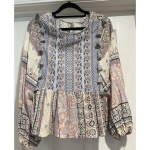 American Eagle Floaty Boho Blouse Tassels Balloon Arms Size Extra Small